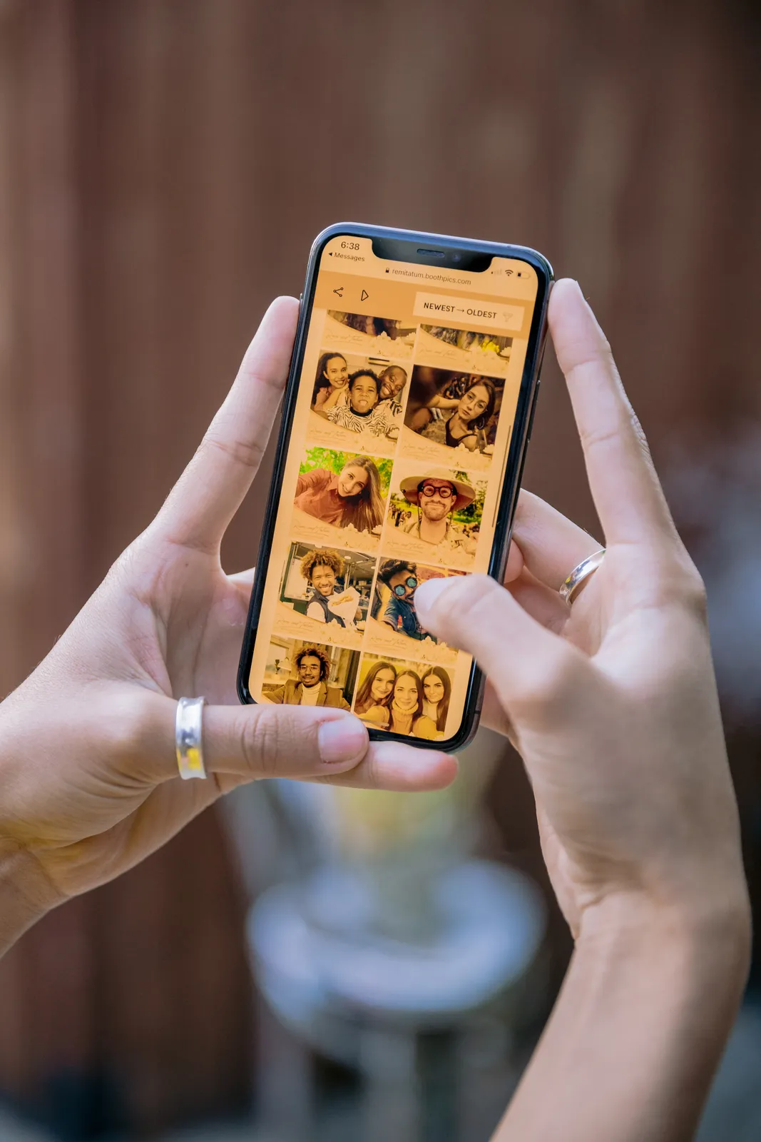 Guest using the virtual photo booth on a phone