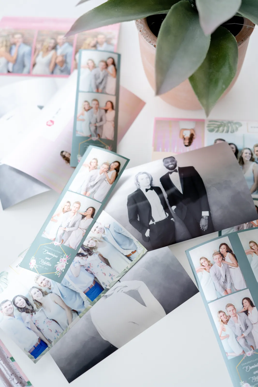 Photo strips laid out for a guestbook