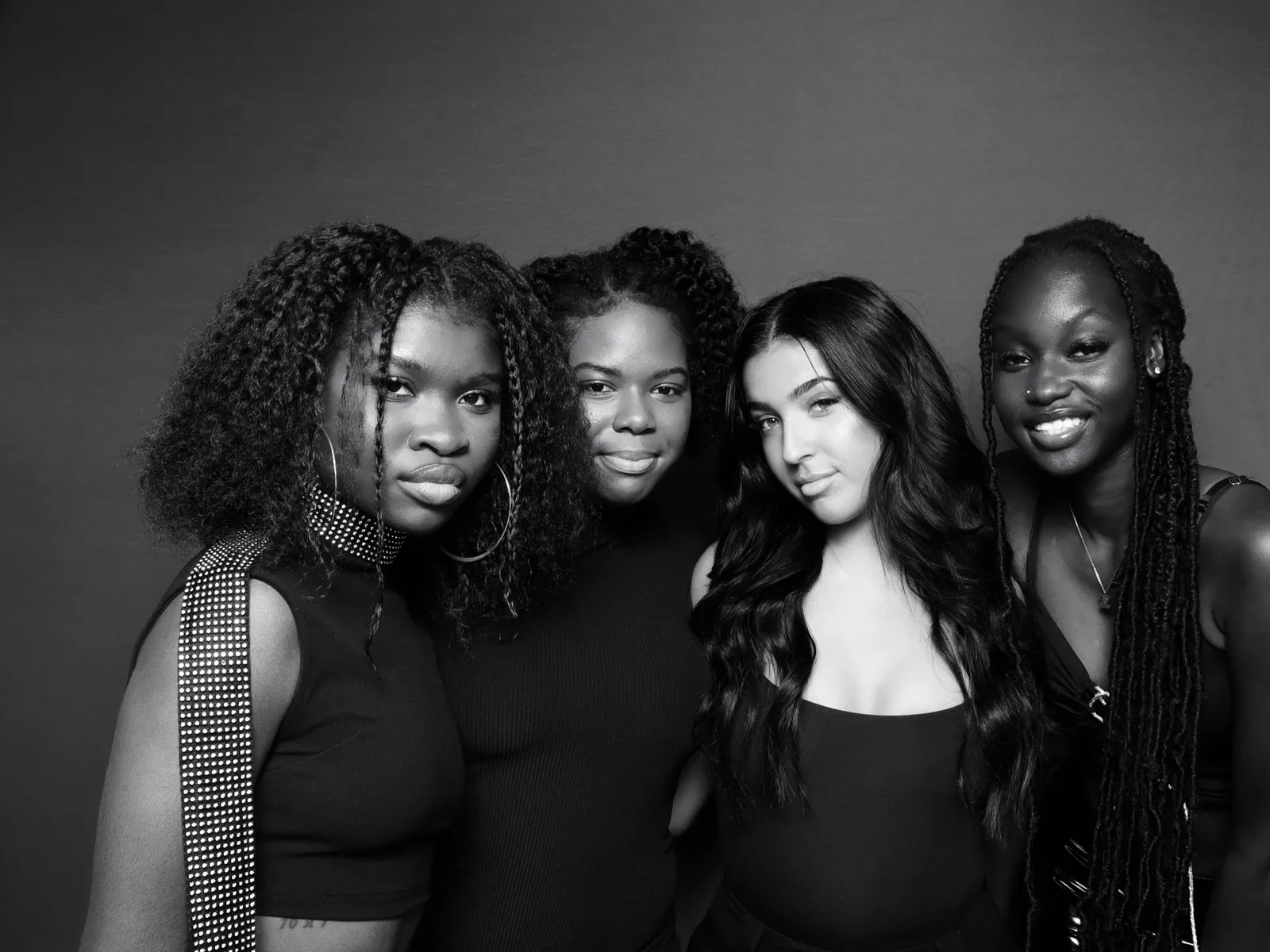 Black-and-white glam portrait